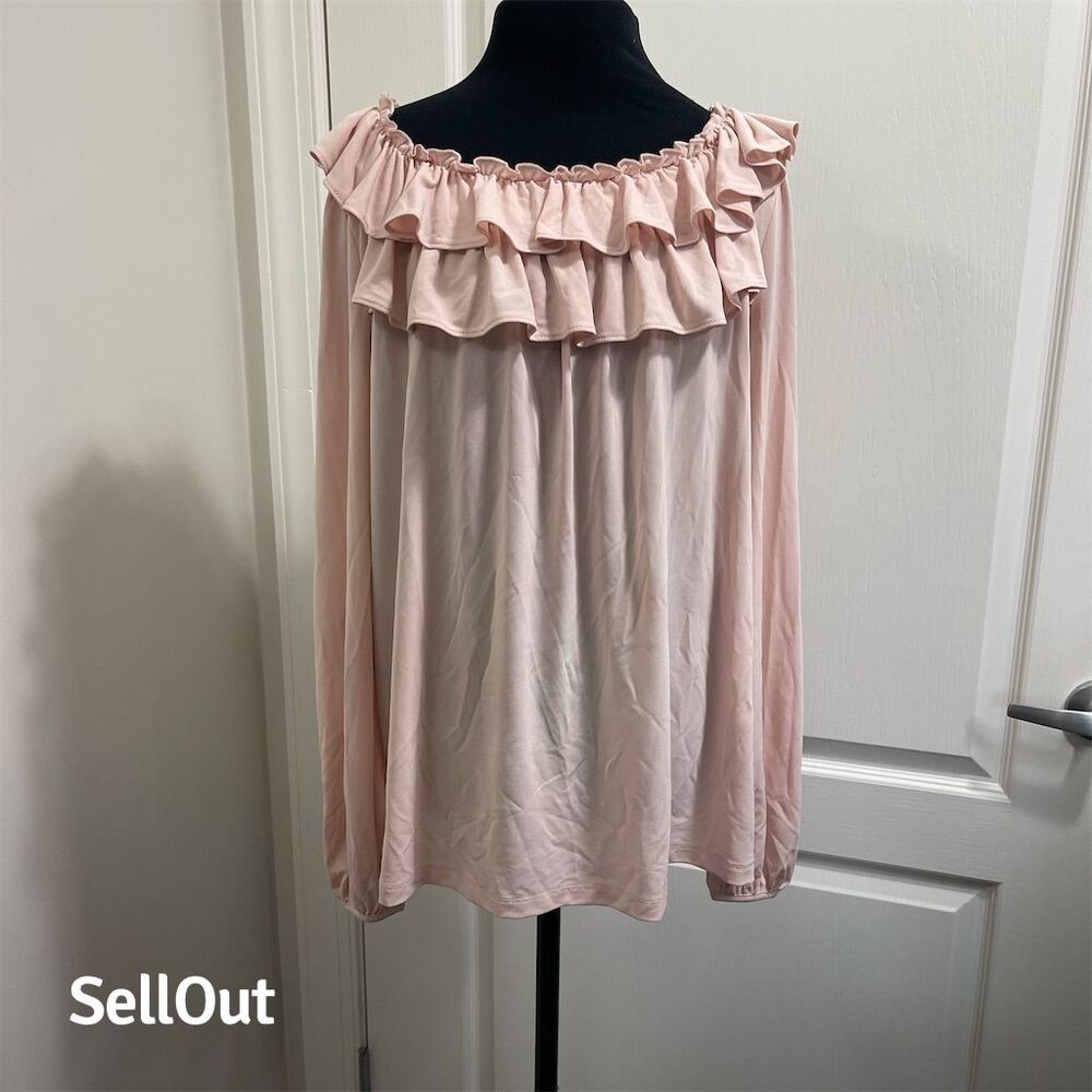Ann Taylor Women's Ruffle Blouse Medium Blush Pink Casual sku221